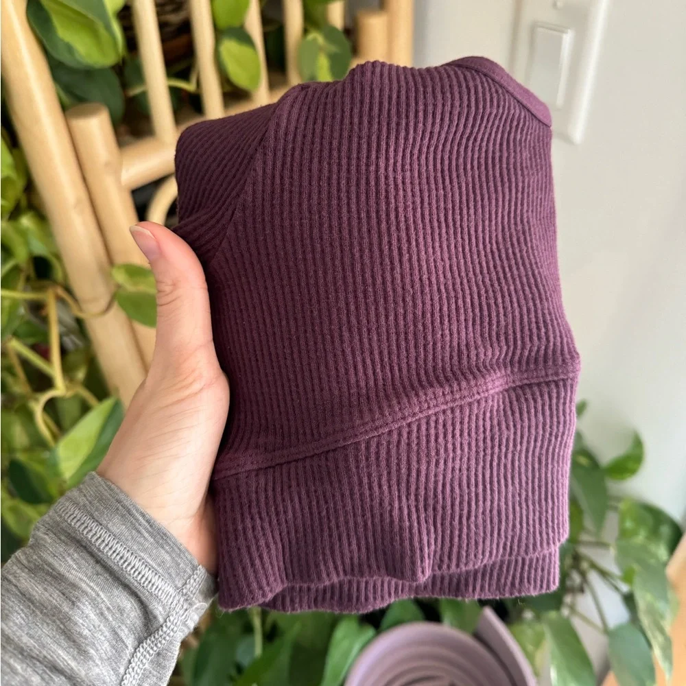 Free People Movement Hop to it long sleeve Crop Top XS/S Purple brushed maroon